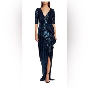 New! Teri Jon By Rickie Freeman Sequin Wrap Gown Size 16 MOTB MOTG Wedding Guest